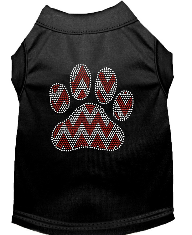 Candy Cane Chevron Paw Rhinestone Dog Shirt Black Med